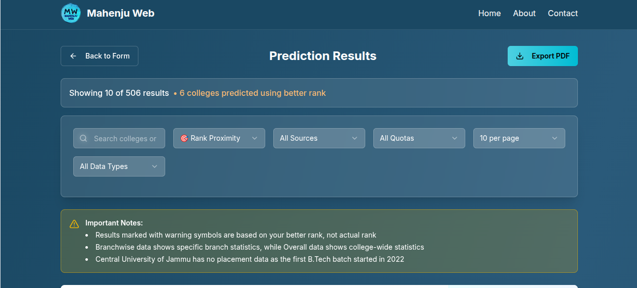 Results Interface